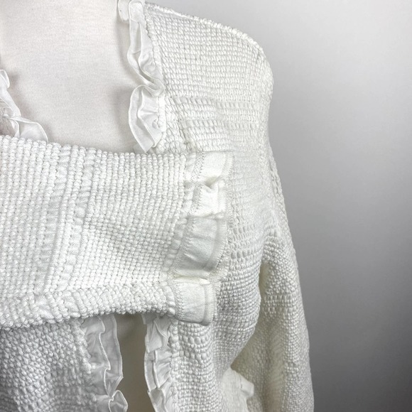 LiL POUR L’AUTRE Made in France Crop Cardigan Sweater Style Blazer White Ruffle - Picture 3 of 8